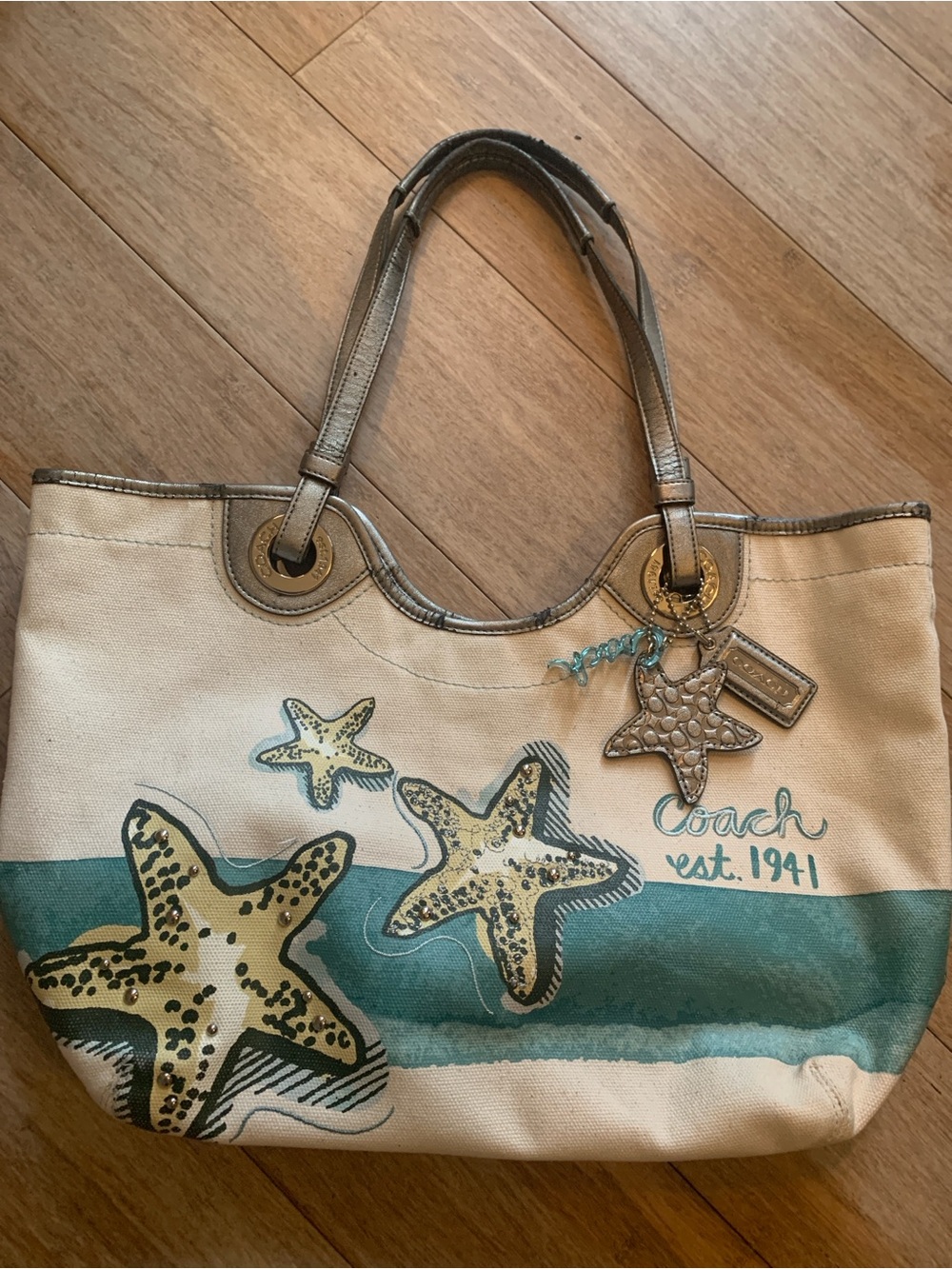 Coach Canvas Starfish Tote F19212